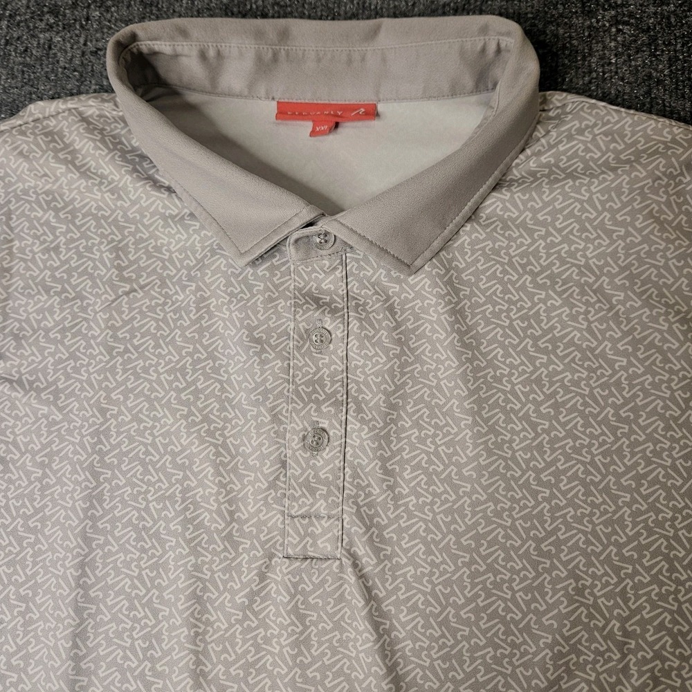 Redvanly Mens Polo Shirt Size XXL Gray All Over Print Golf Sports‎ Athleisure